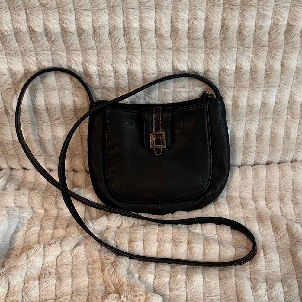 Carriage House Black Leather Crossbody Bag